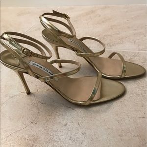 Manolo Blahnik Didin Metallic Strappy Sandal